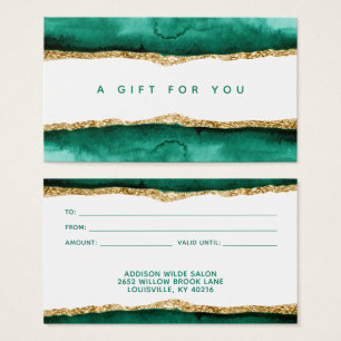 Emerald Green And Gold Watercolor Gift Card