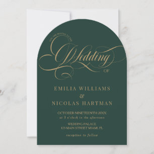 Emerald Green and Gold Wedding Classic  Invitation