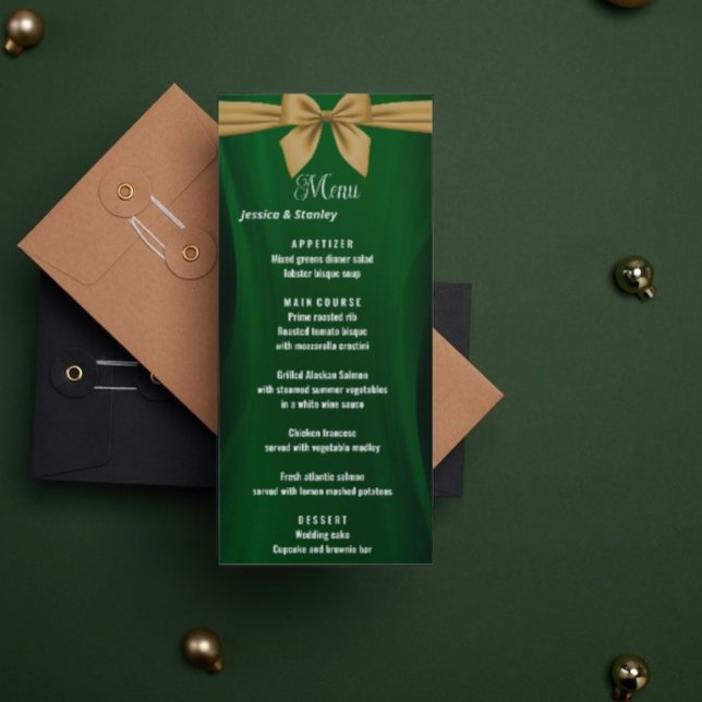 Emerald green and gold wedding menu  (Creator Uploaded)