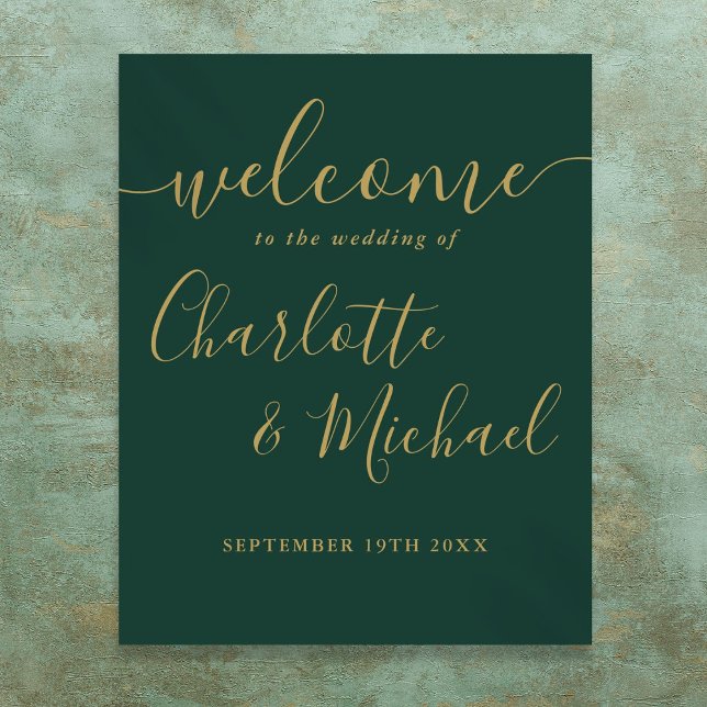 Emerald Green And Gold Wedding Welcome Sign (Emerald Green And Gold Wedding Welcome Sign)
