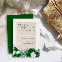 Emerald Green and Ivory Rose Elegant Floral
