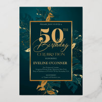 Emerald green and real gold foil 50th birthday