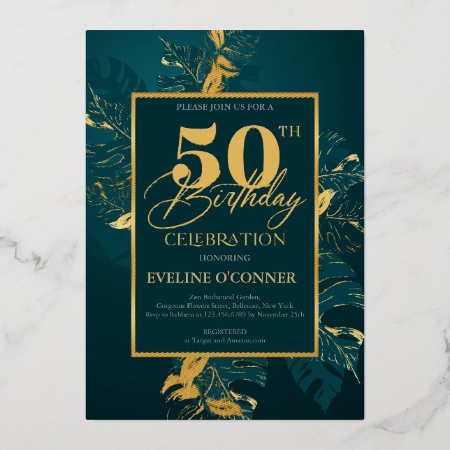 Emerald green and real gold foil 50th birthday (Front)