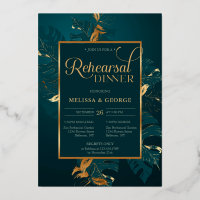 Emerald green and real gold foil rehearsal dinner