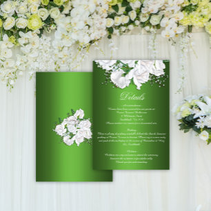 Emerald Green and Vintage Roses Wedding Details Enclosure Card