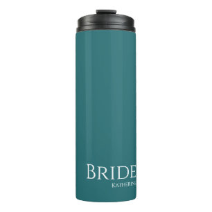 Emerald Green and White-Bride- Thermal Tumbler