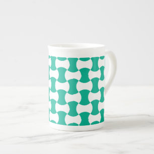 Emerald Green and White Geometric Pattern Bone China Mug