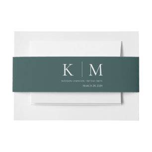 Emerald Green and White-Invitation Belly Band Invitation Belly Band