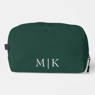 Emerald Green and White   Modern Monogram Dopp Kit