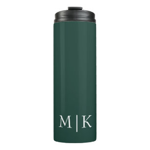Emerald Green and White Modern Monogram Thermal Tumbler