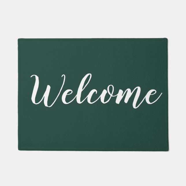 Emerald Green And White Modern  Outdoor Welcome   Doormat (Front)