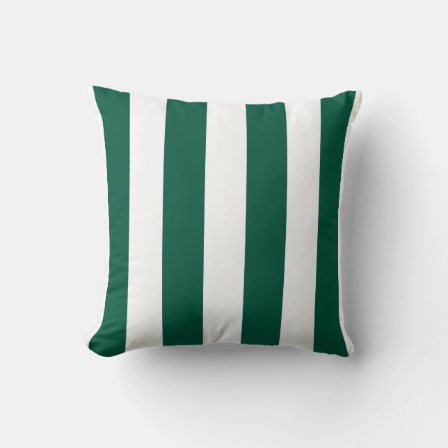 Emerald Green and White Striped Cushion (Front)