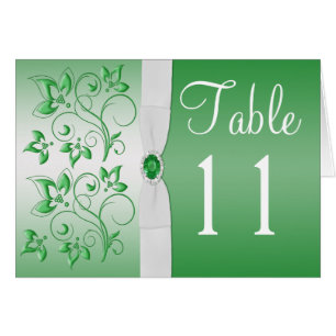Emerald Green and White Table Number Card