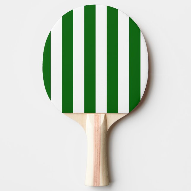 Emerald Green and White Vertical Stripes Ping Pong Paddle (Front)