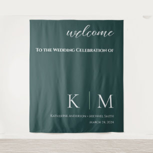 Emerald Green and White-Wedding- Tapestry