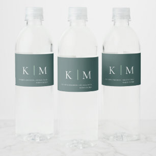 Emerald Green and White-Wedding- Water Bottle Label
