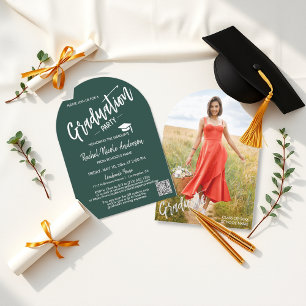 Emerald Green Arch Photo Grad Invite