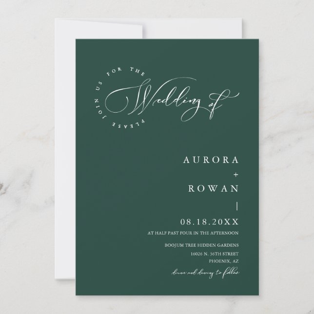 Emerald Green Arch QR Code Wedding Photo Invitation (Front)