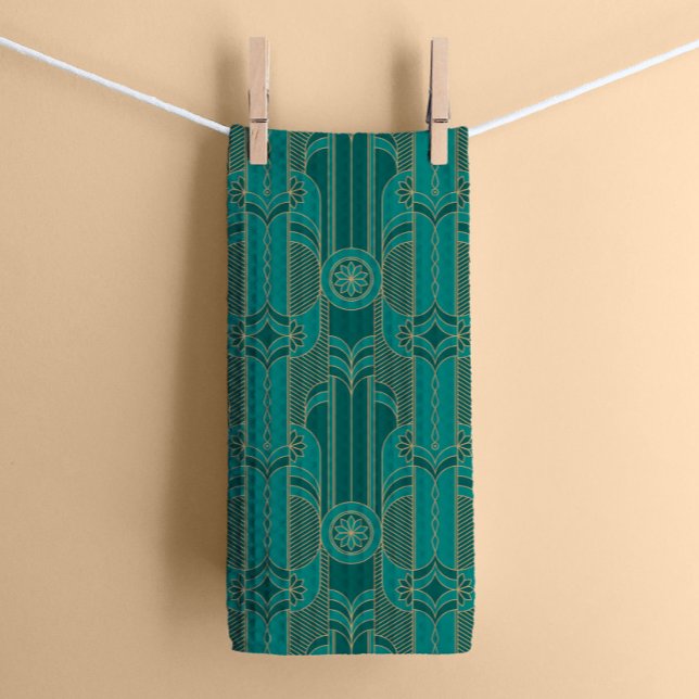 Emerald Green Art Deco Kitchen Tea Towel (Creator Uploaded)