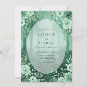 Emerald Green Atmospheric Woodland Wedding Invitation