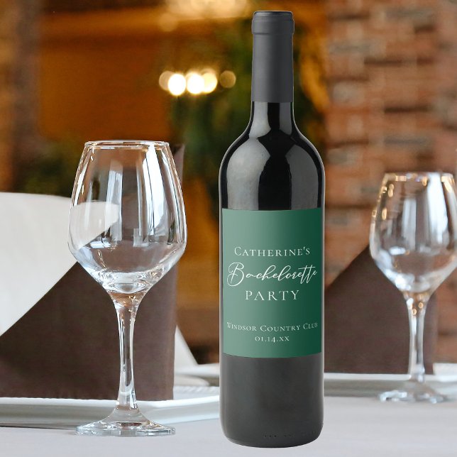 Emerald Green Bachelorette Party Personalized Wine Label (Creator Uploaded)