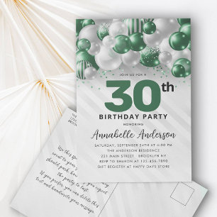Emerald Green Balloon Glitter Any Age Birthday Postcard