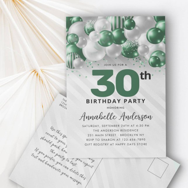Emerald Green Balloon Glitter Any Age Birthday  Postcard (Creator Uploaded)