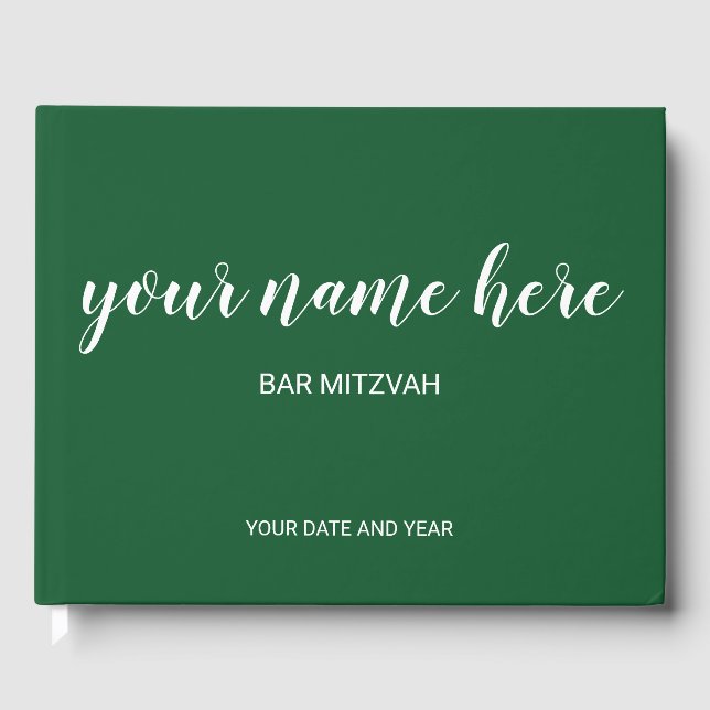 Emerald Green Bar Mitzvah Guest Book (Front)