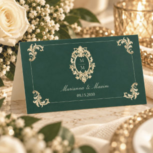 Emerald Green Baroque Wedding Place Card