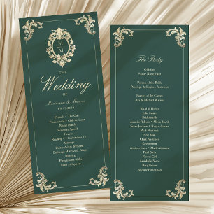 Emerald Green Baroque Wedding Program