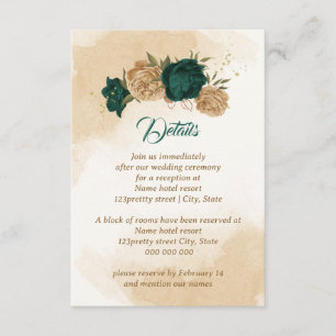 Emerald green beige gold botanical enclosure card
