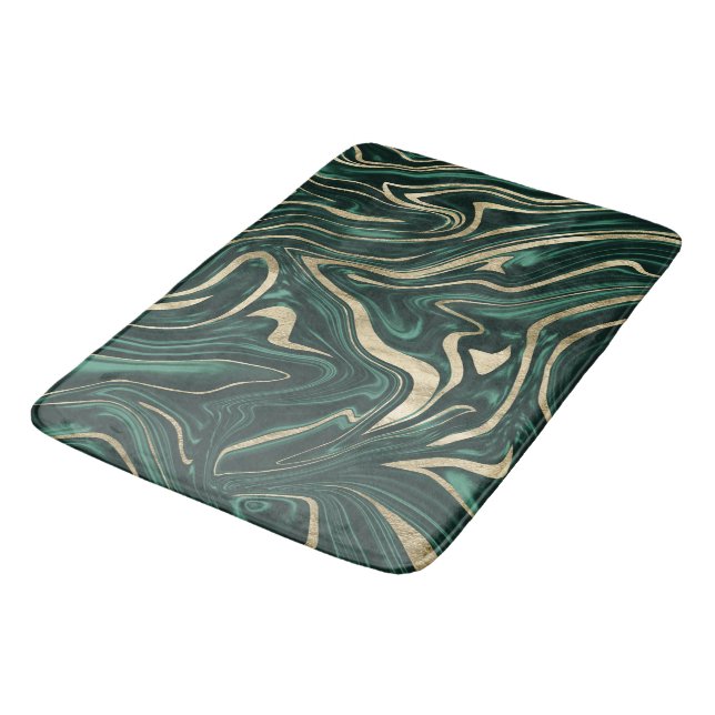 Emerald Green Black Gold Marble #1 #decor #art Bath Mat (Angled)