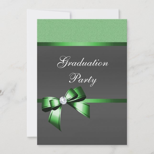 Emerald Green & Black Graduation Party   Invitatio Invitation (Front)