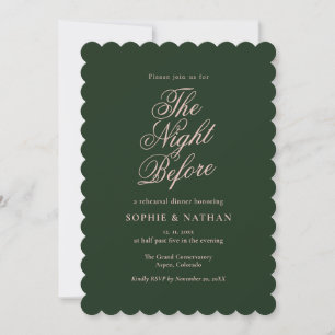 Emerald Green Black Tie Rehearsal Dinner Invite