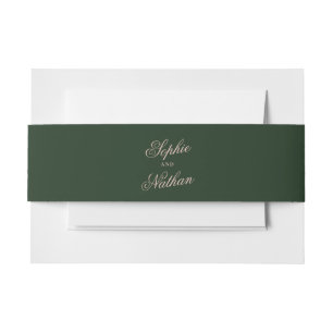Emerald Green Black Tie Wedding Belly Band Invitation Belly Band