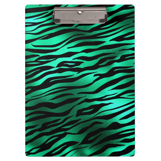 Emerald Green Black Tiger Stripes Wild Animals Clipboard (Front)