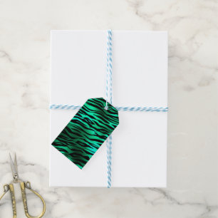 Emerald Green Black Tiger Stripes Wild Animals Gift Tags