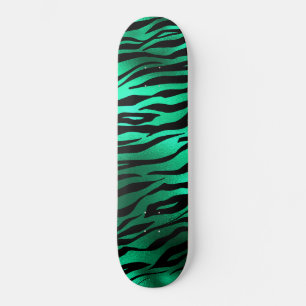 Emerald Green Black Tiger Stripes Wild Animals Skateboard