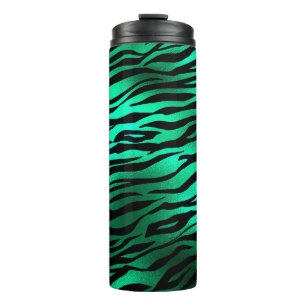 Emerald Green Black Tiger Stripes Wild Animals Thermal Tumbler