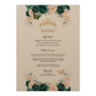 Emerald Green Blush Floral Twins Birthday Menu
