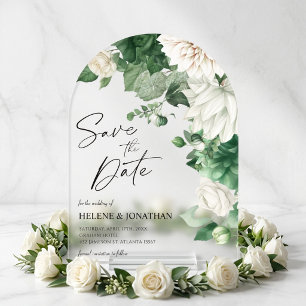Emerald Green Boho Acrylic Wedding Save The Date Invitations