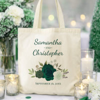 Emerald Green Boho Roses Couple's Names Wedding 