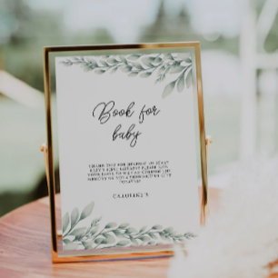 Emerald Green Book for Baby Sign, Baby Shower Invitation