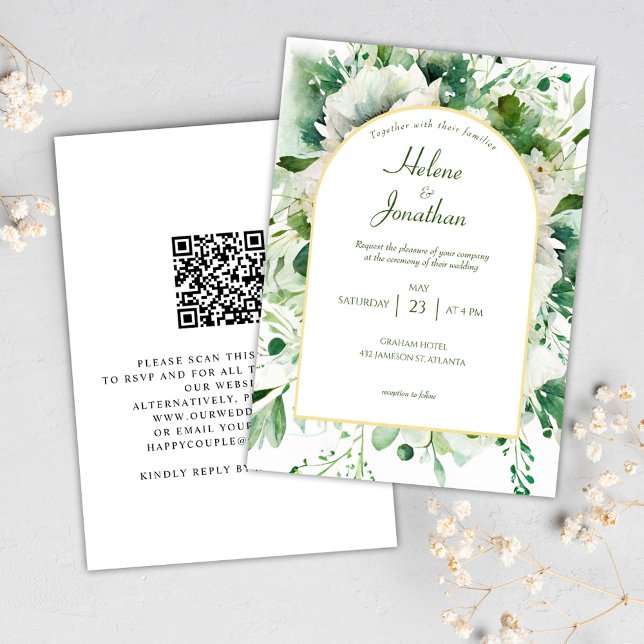 Emerald Green Botanical Floral Elegant Wedding Invitation (Emerald Green Botanical Floral Elegant Wedding Invitation)