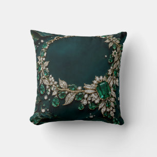 Emerald Green Botanical Jewel Ornament Cushion