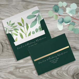 Emerald Green Botanical Wedding Envelope