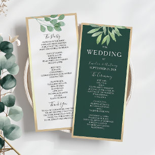 Emerald Green Botanical Wedding Program Programme