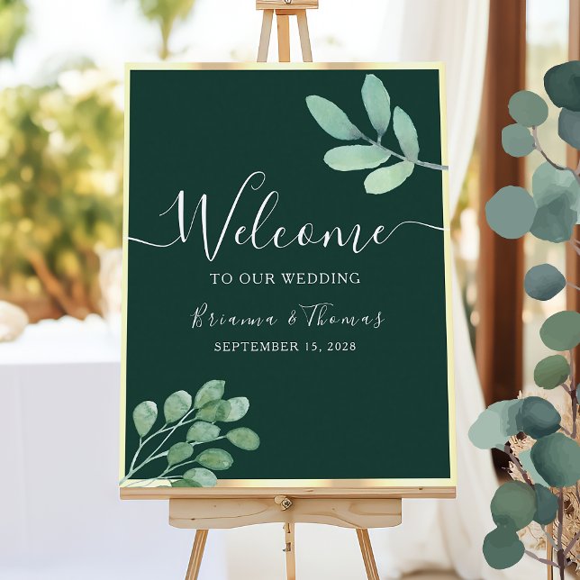 Emerald Green Botanical Wedding Welcome Poster (Creator Uploaded)