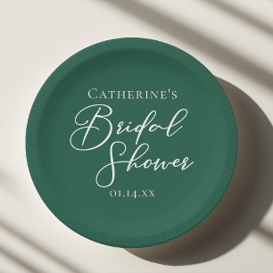 Emerald Green Bridal Shower Personalised Paper Plate