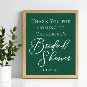 Emerald Green Bridal Shower Personalised Welcome Poster